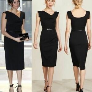 Black Halo Black Midi Sheath Dress